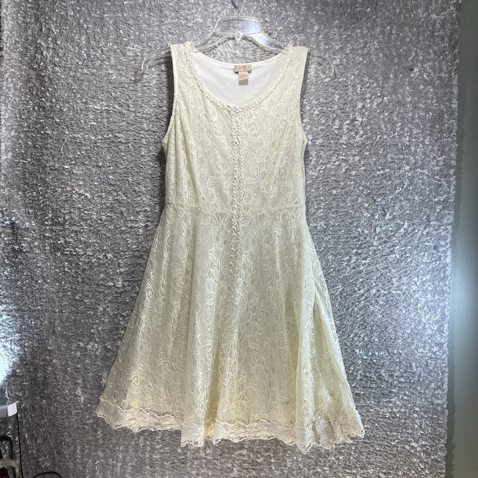 Scully Lace Crochet Fit and Flare Dress Cream Ivory Boho S Cowgirl Western