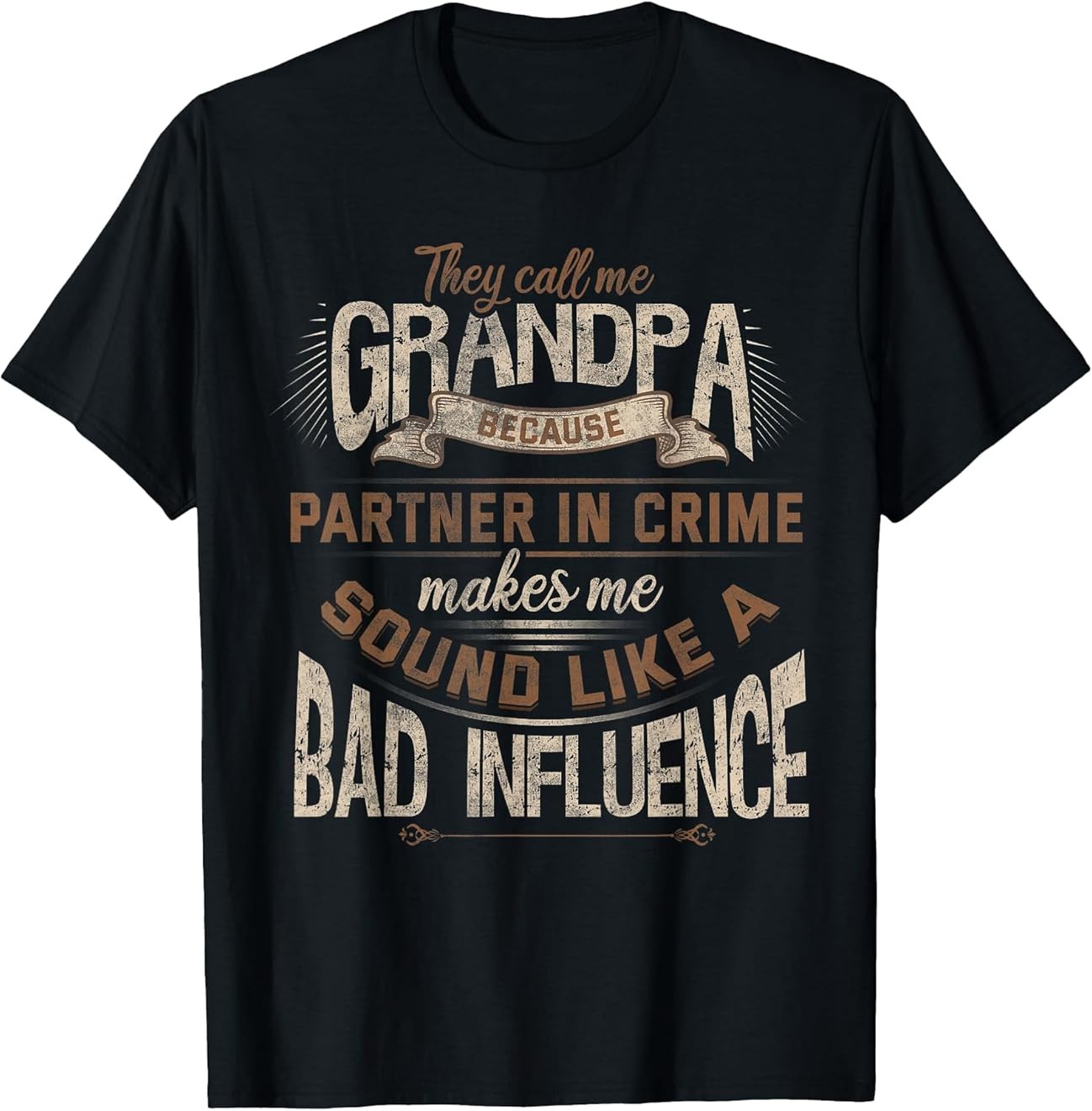 Funny Grandpa, Partner in Crime Phrase, Granddad Humor T-Shirt Size