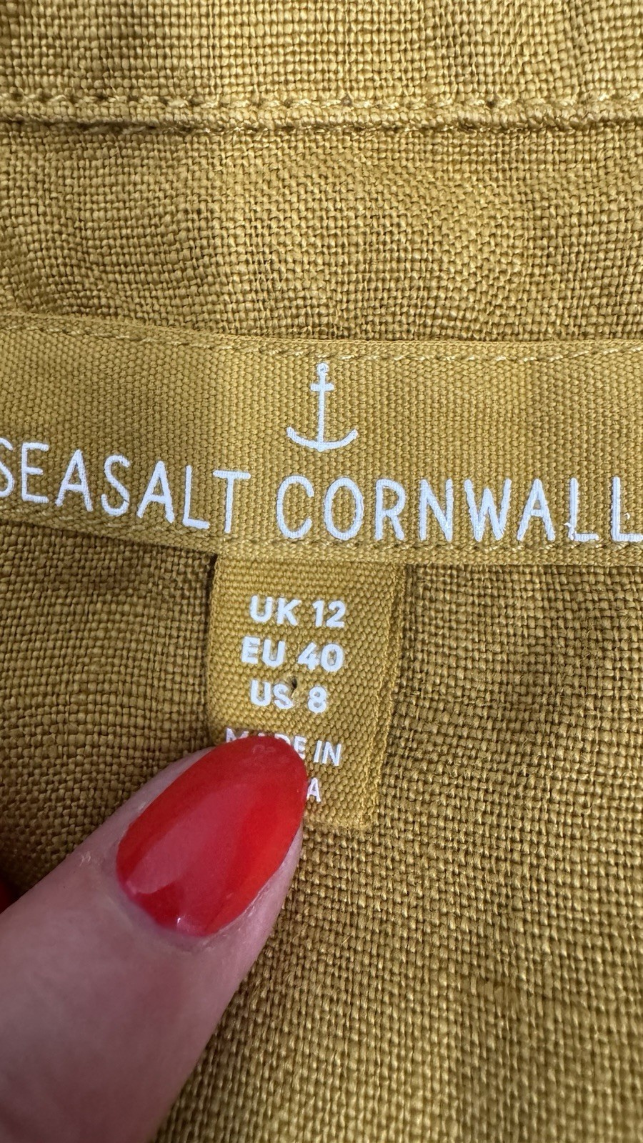SEASALT ‘SHALLOW LAYERS TUNIC’ MUSTARD 100% QUALITY FEEL LINEN SIZE 12, POCKETS