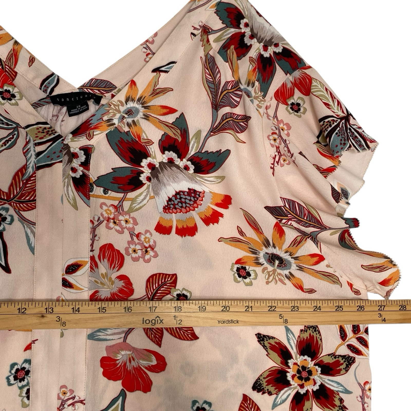 Sanctuary Floral Top Blouse 2X Multicolor Cap Sleeve Summery Everyday Casual
