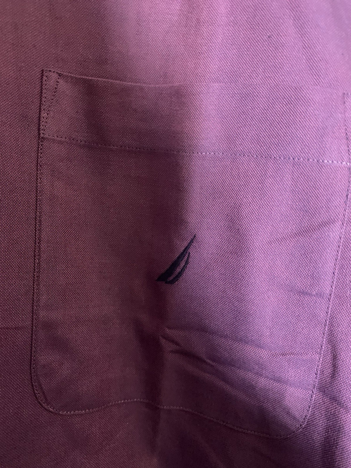 Men Nautica Vintage Oxford Dress Shirt Size 16 1/2 34/35 Purple Button Up Cotton