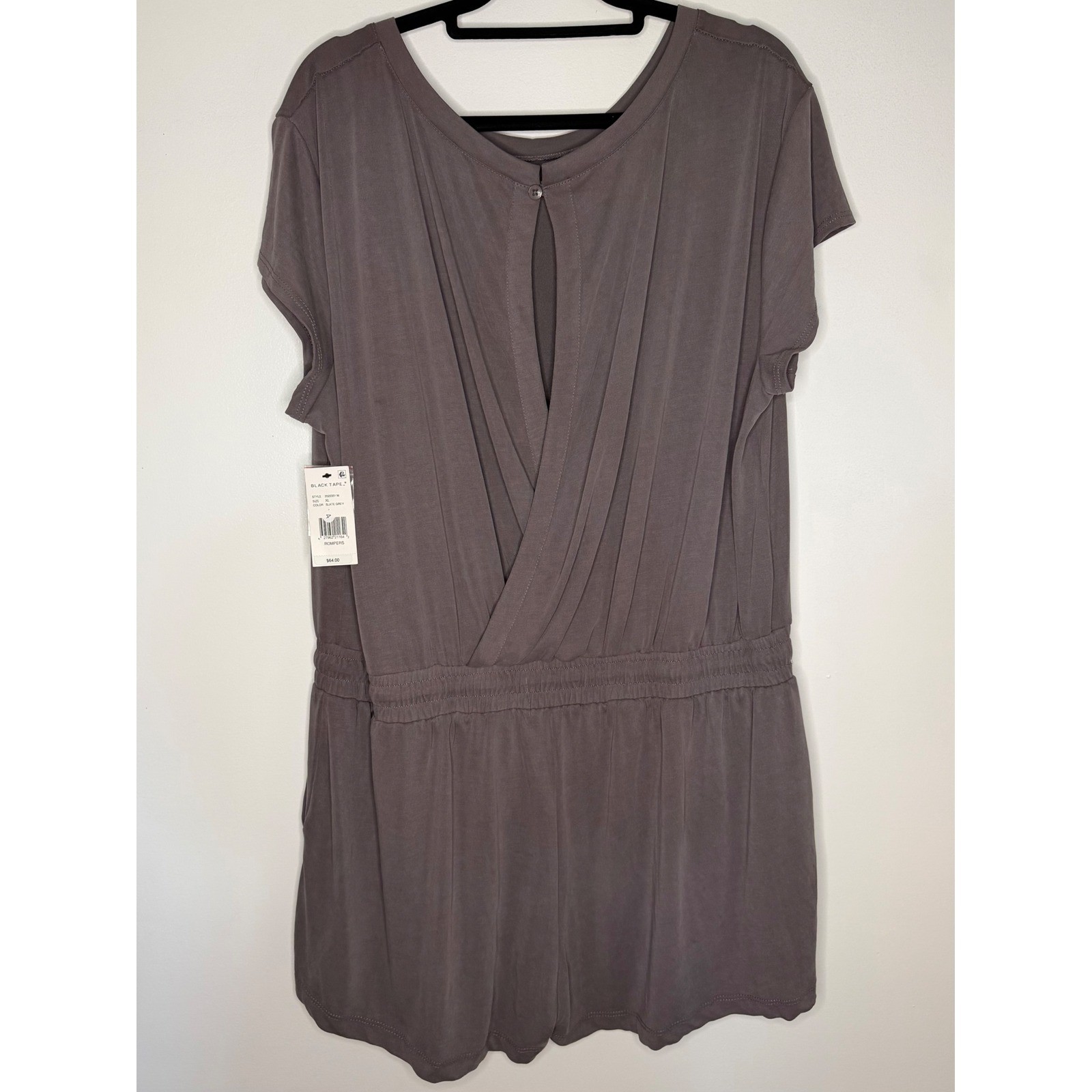 Black Tape Womens Slate Grey Modal Blend Short Sleeve Romper XL New 2022351M