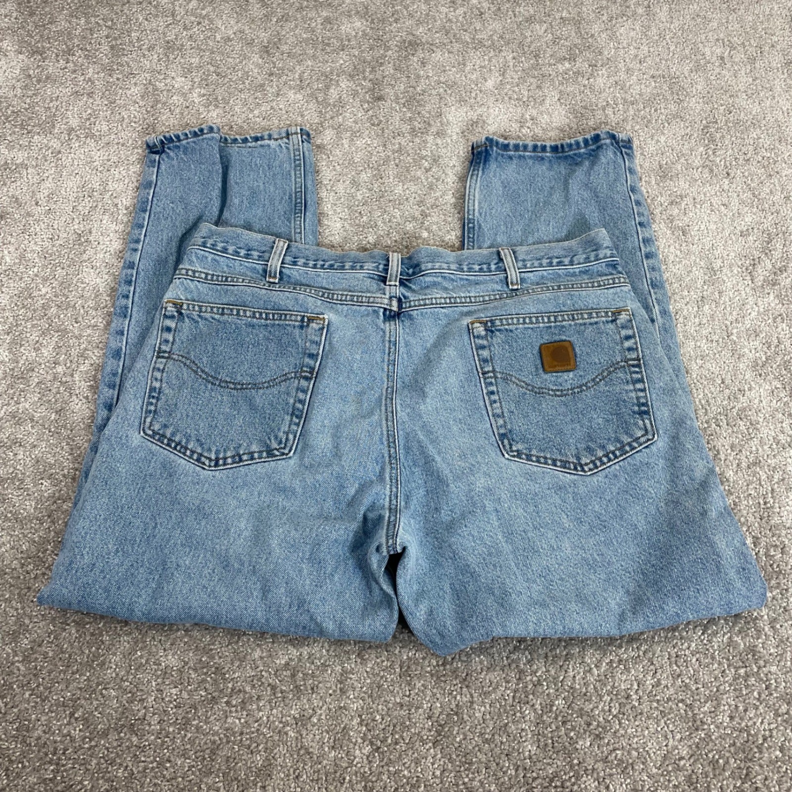 Carhartt Jeans Mens 36 x 28 Straight Fit Light Wash Stonewash (Sz Tag 38×30)