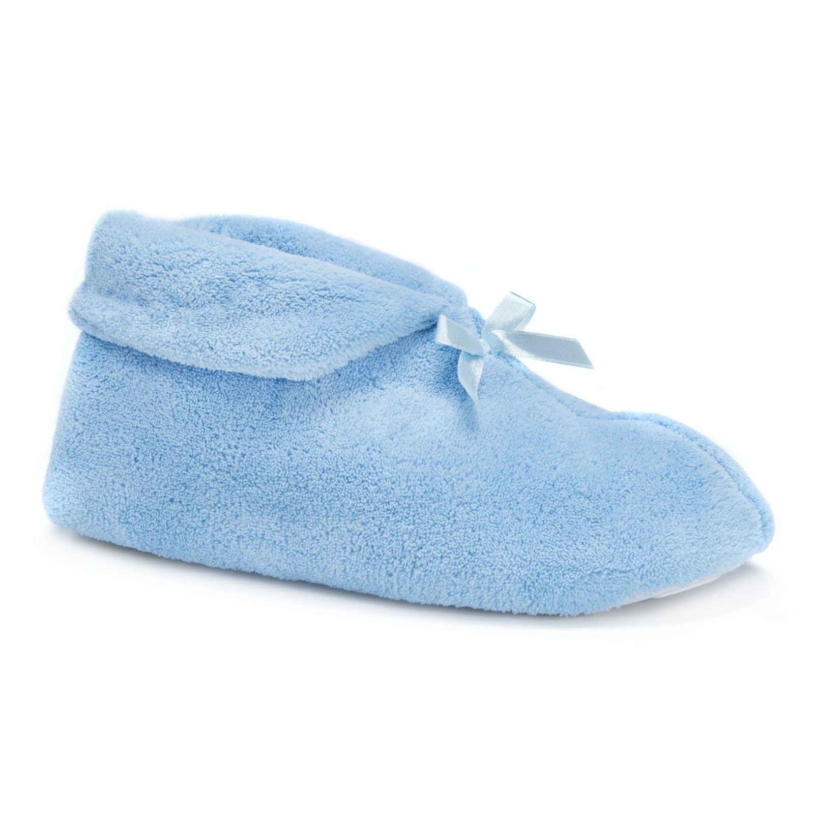 MUK LUKS Women’s Terry Cuff Slipper Booties Large Blue Mist
