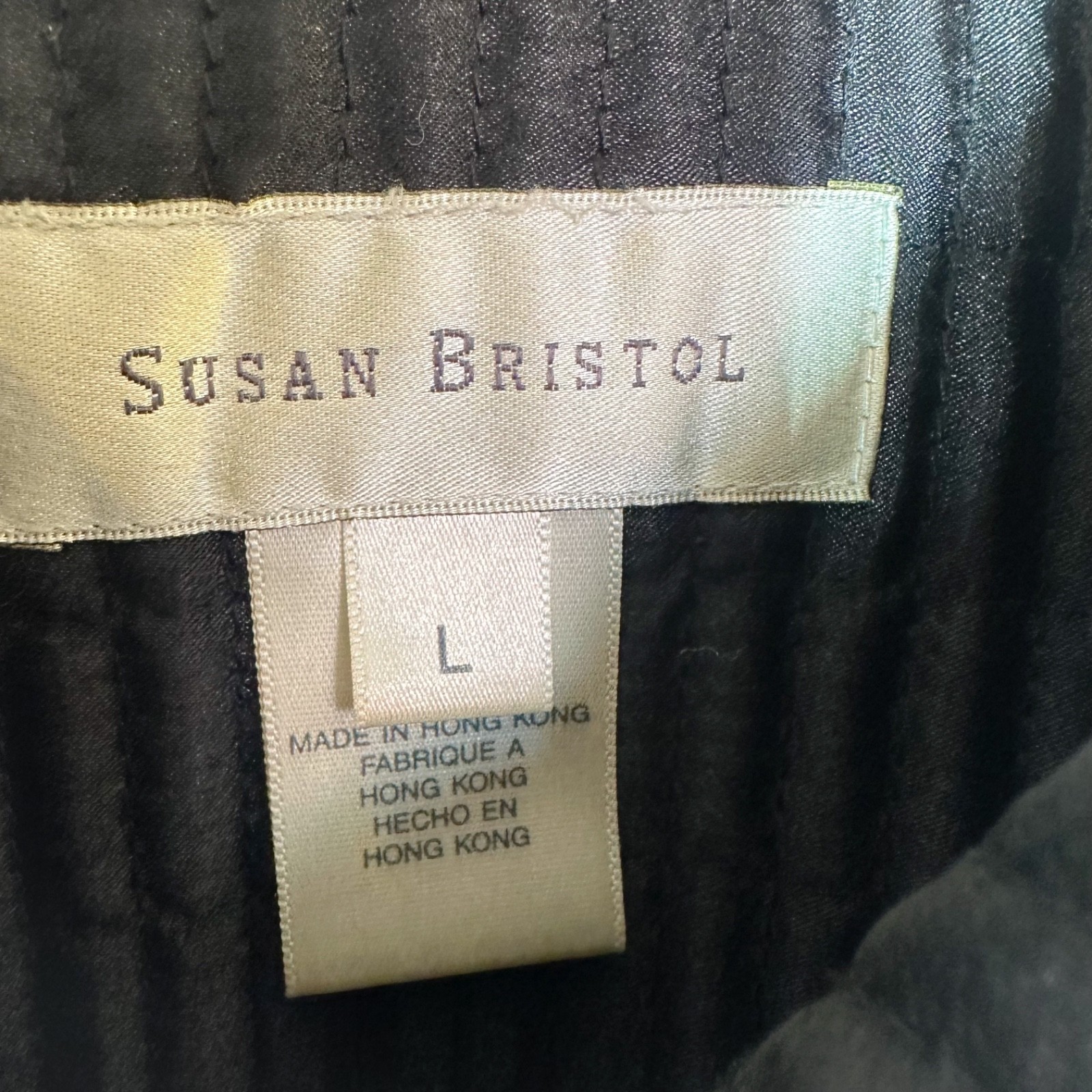 Susan Bristol Size Large Black Snap Button Quilted Lightweight Jacket Casual