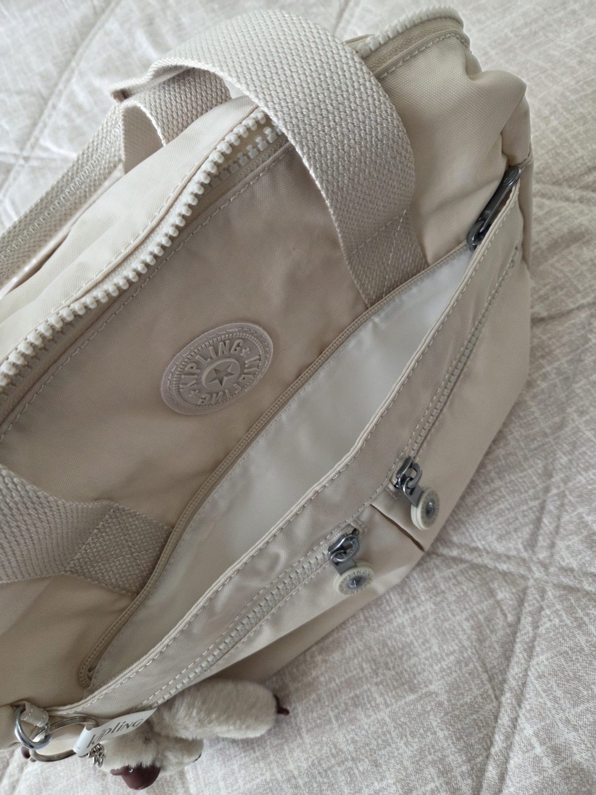 NEW Kipling Klara Satchel crossbody bag (Beige) with adjustable strap