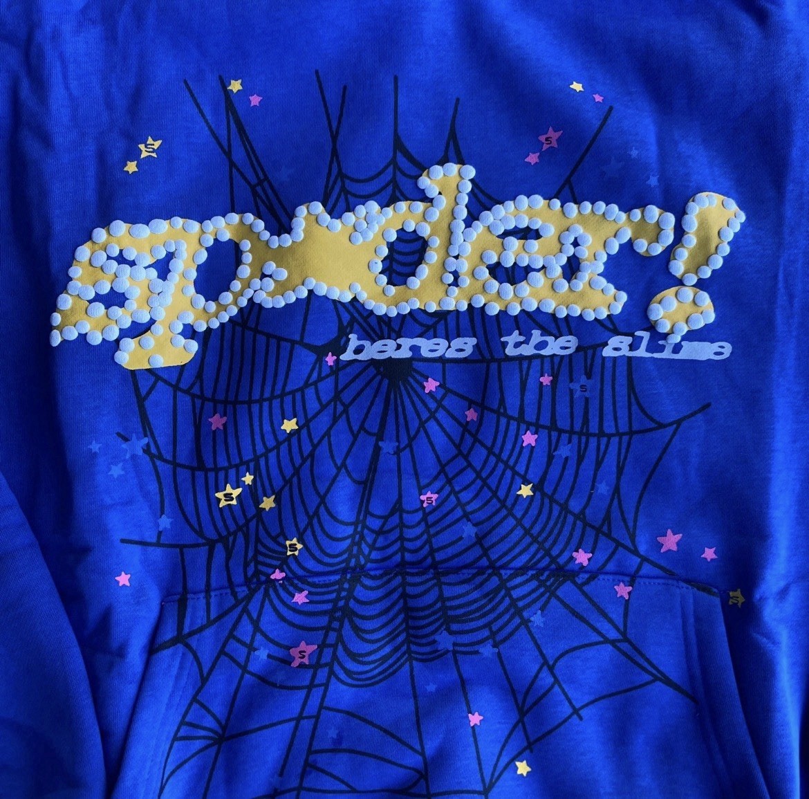 Hoodie Men’s Blue Pullover Hoodie Size L Cotton Fleece Graphic Print