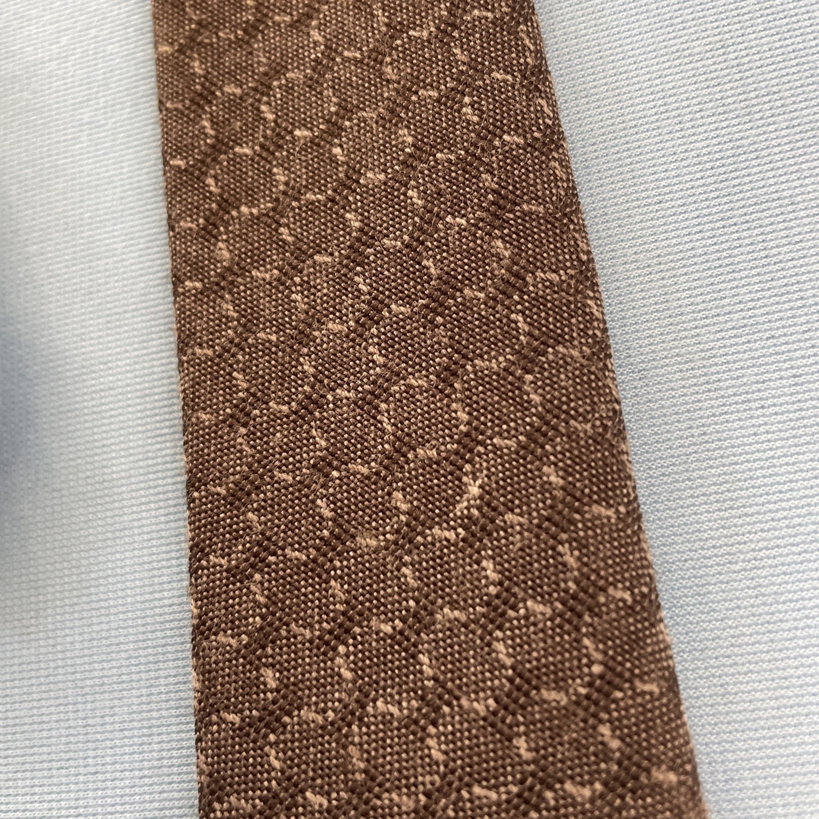 Vtg 60s Tie Wool Cotton Necktie Brown Woven MCM Deco Texture Cloth Cravat 2×53