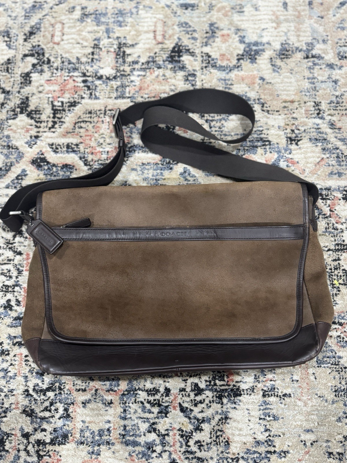 Coach Camden Brown Leather Suede Messenger Laptop Satchel Bag D1461-F71345