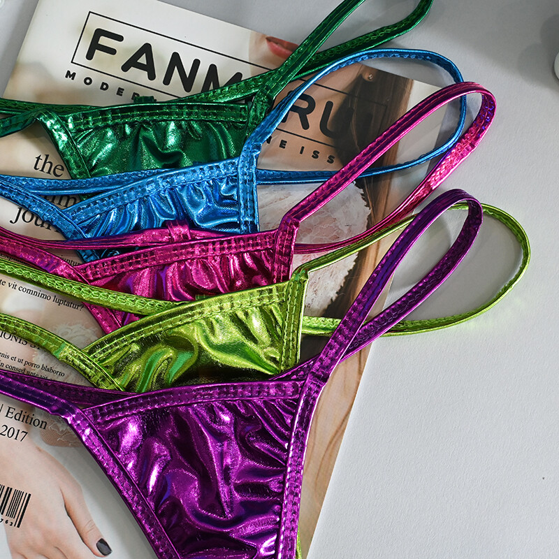 5 Pcs Lot Womens Ladies G string Thongs Panties Brief High Cut Glitter Lingeries