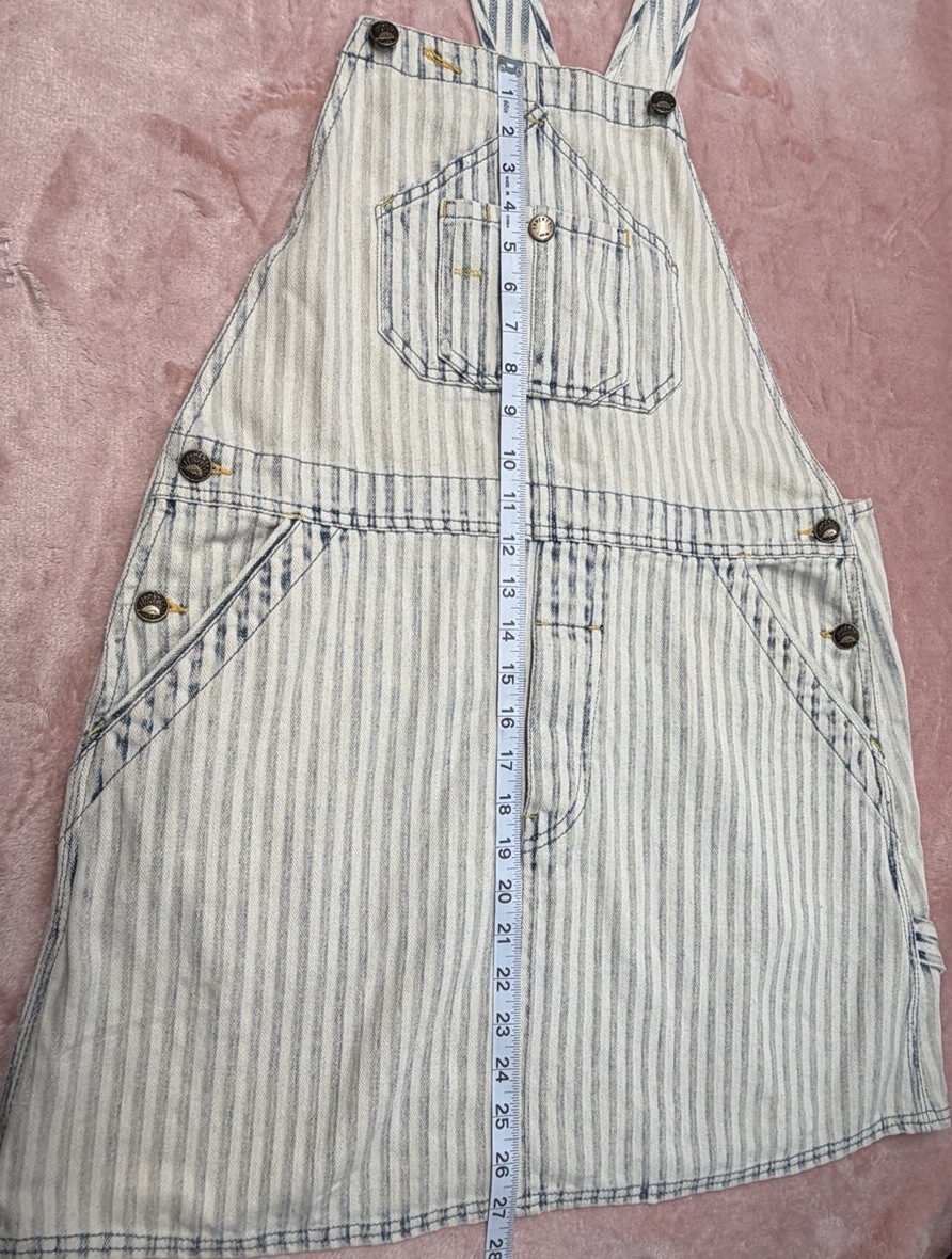 NWOT Faherty Skirt Overall M Topsail Skirtall Indigo Railroad Hickory Stripe Bib