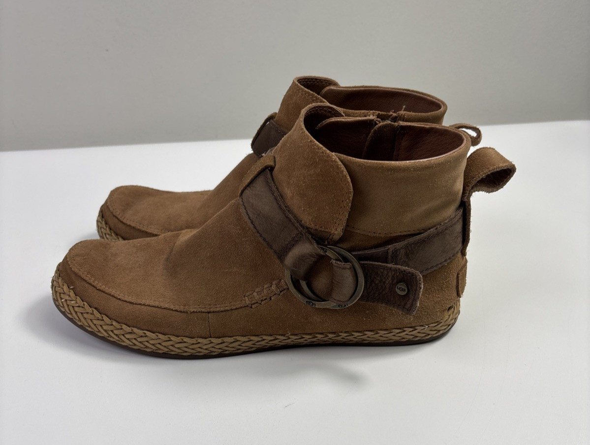 UGG Women’s Sloane Buckle Suede Leather Brown Booties Size 9