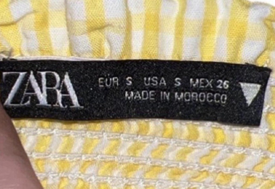 Zara Yellow Gingham Sweetheart Bustier Crop Top Smocked Cottagecore Size S