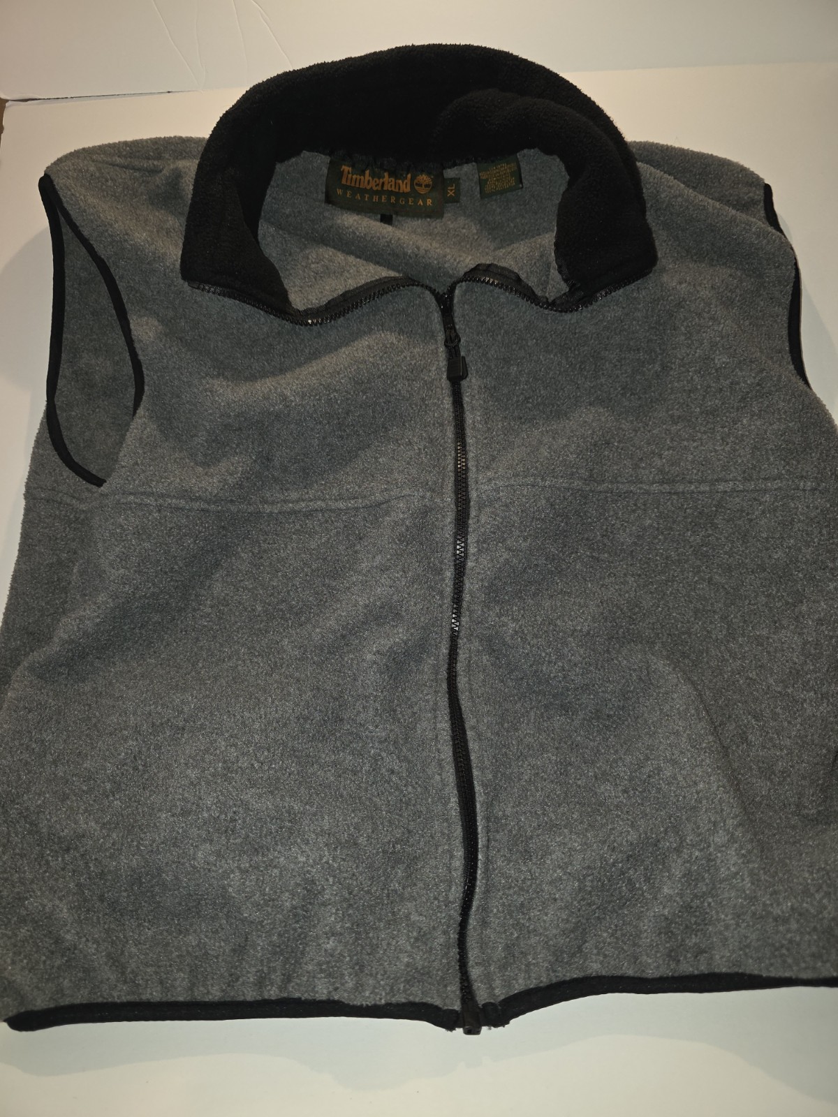 Timberland Weathergear Men’s Full Zip Vest Gray/Black Stand-Up Collar XL