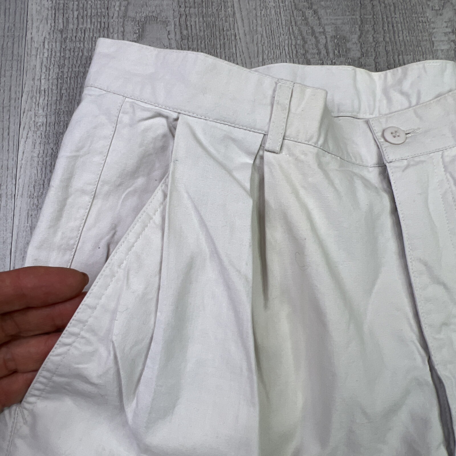 Vintage Nikoata Tokyo New York Mens Pleated Pants 100% Cotton Cuffed White Sz 34