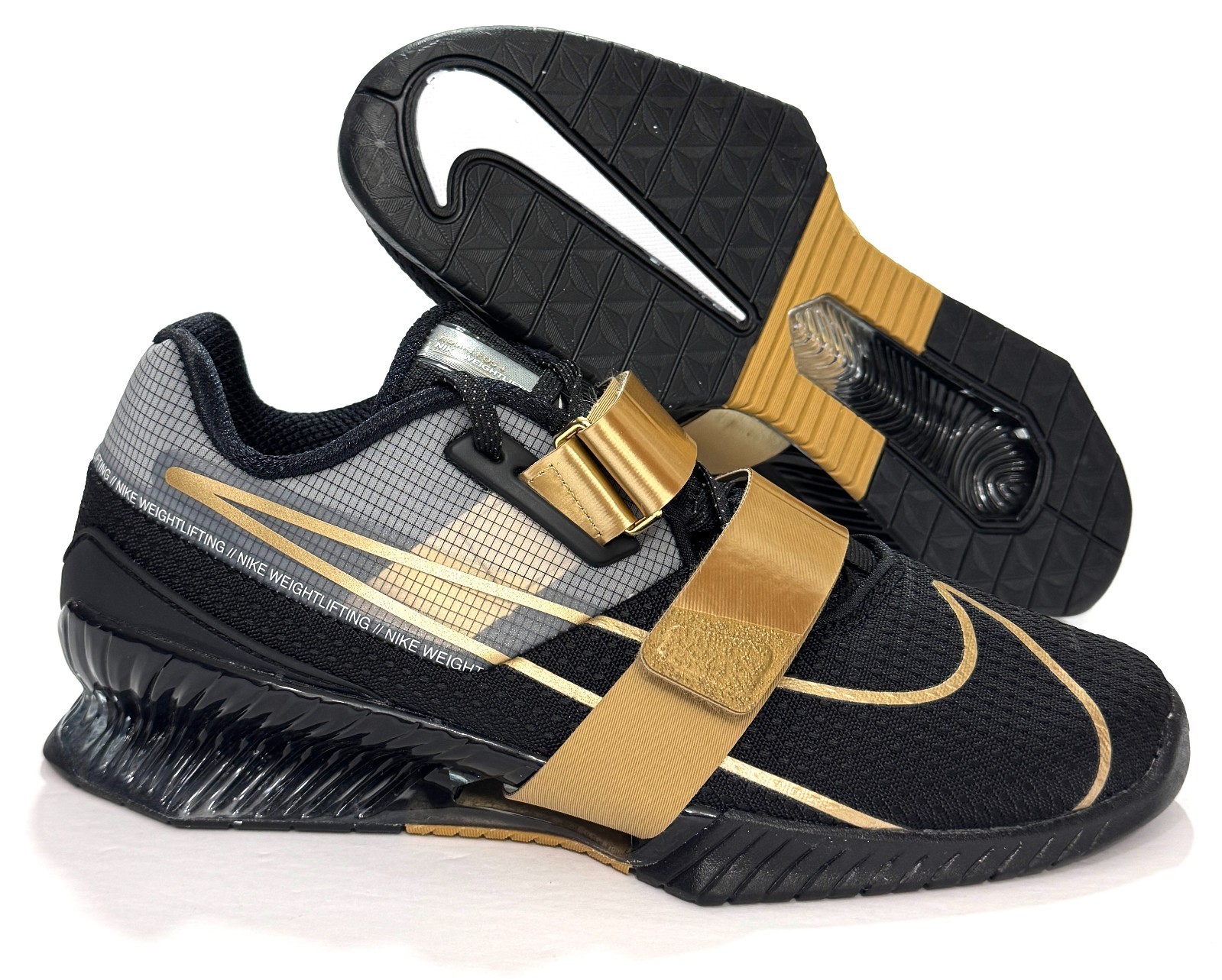 Nike Romaleos 4 Black Metallic Gold Weightlifting Shoes CD3463-001 Men / Women