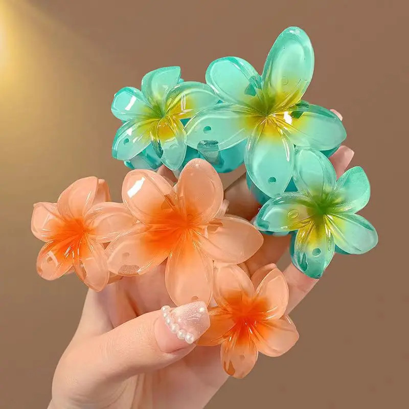 Acrylic Flower Hair Claw Clip Gradient Egg Summer Beach Women Girls Accessories