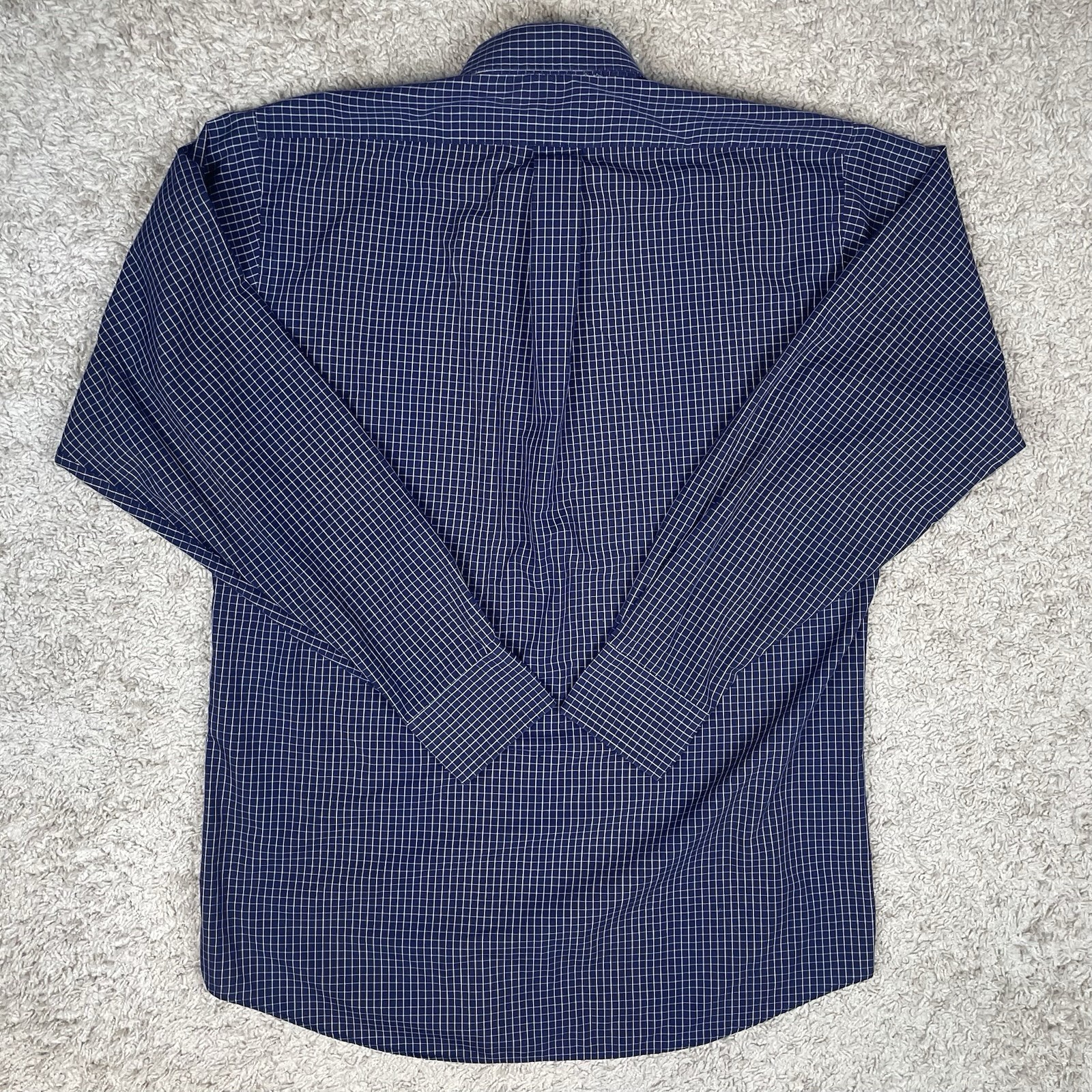 Chaps Shirt Men’s Medium Long Sleeve Button Down Blue Plaid Wrinkle Free