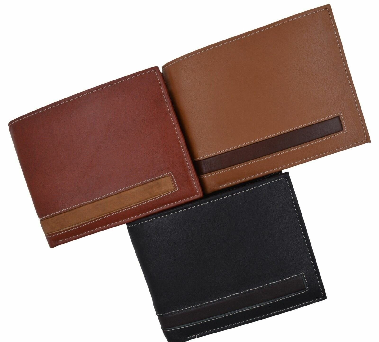Cavelio Brand New Genuine Leather Bifold Wallets For Men With Flip-Up ID Window