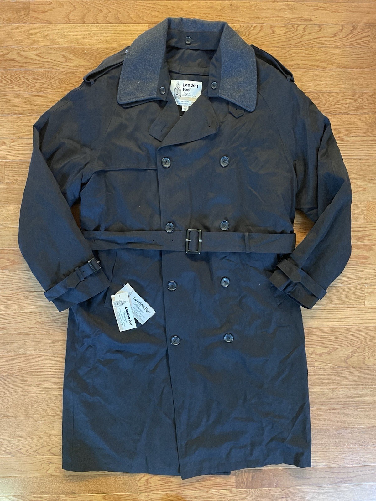 Men’s London Fog Heritage Trench Coat 42 Reg NWT (Tags Removed) Black 1330