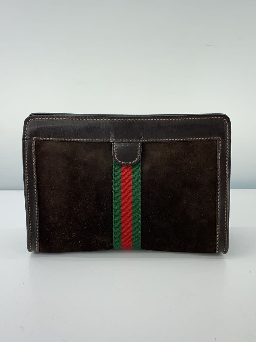 GUCCI Brown Suede Clutch Bag Men’s Second Bag Vintage Japan 22.5cm x 15.5cm