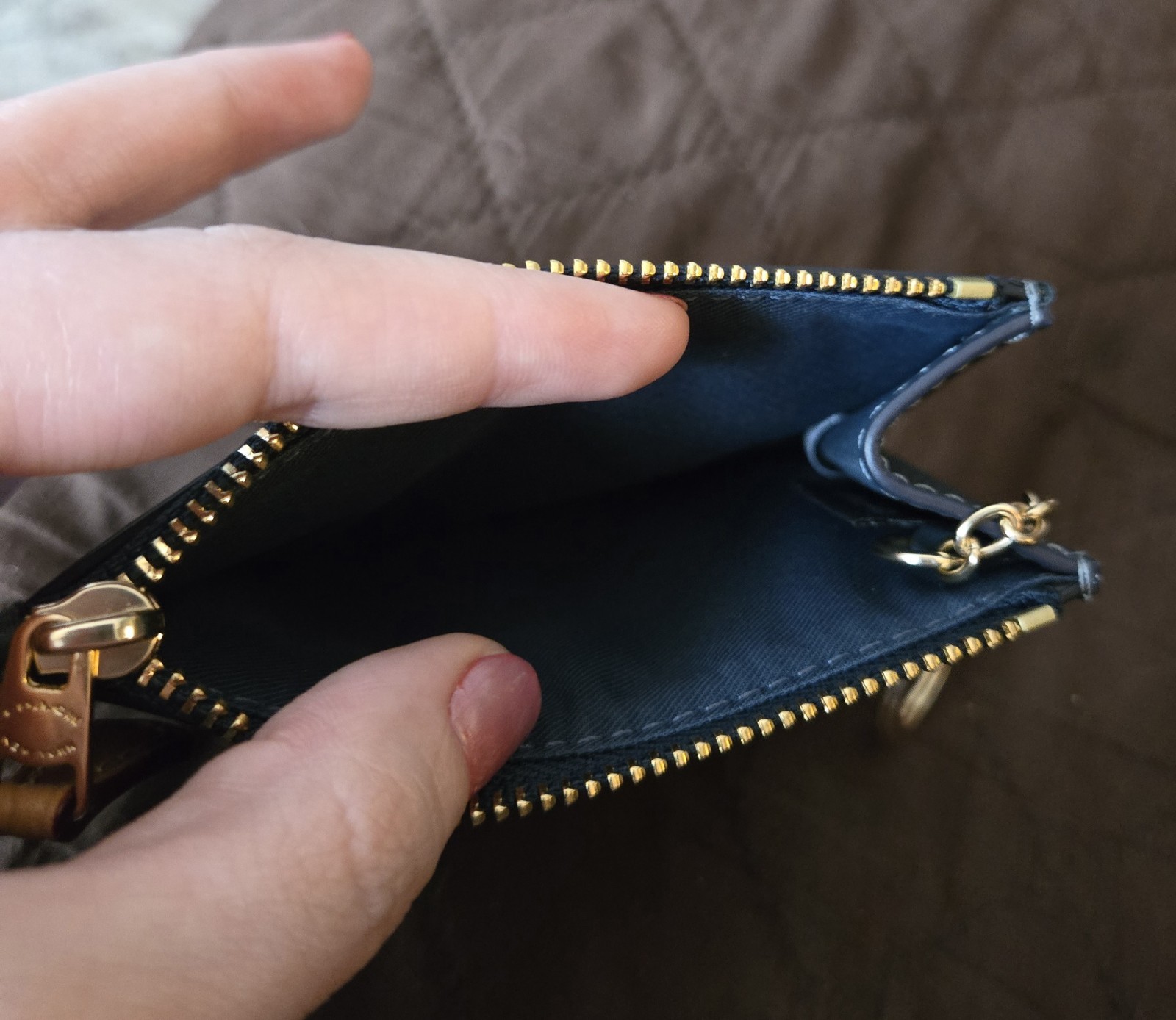 EUC Coach Mini Skinny Id Case In Signature Denim CDN29/CDF94