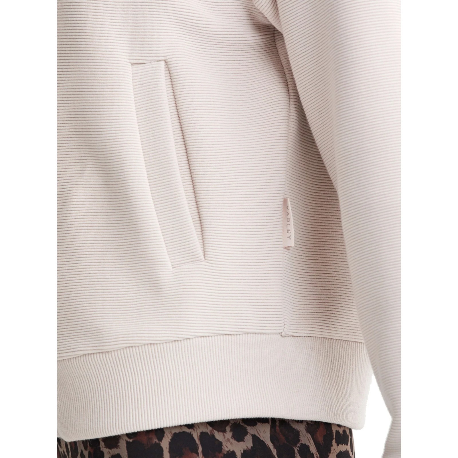 Varley Bloomwood Ribbed Mock Neck Zip Up Jacket in OaK Milk Size S