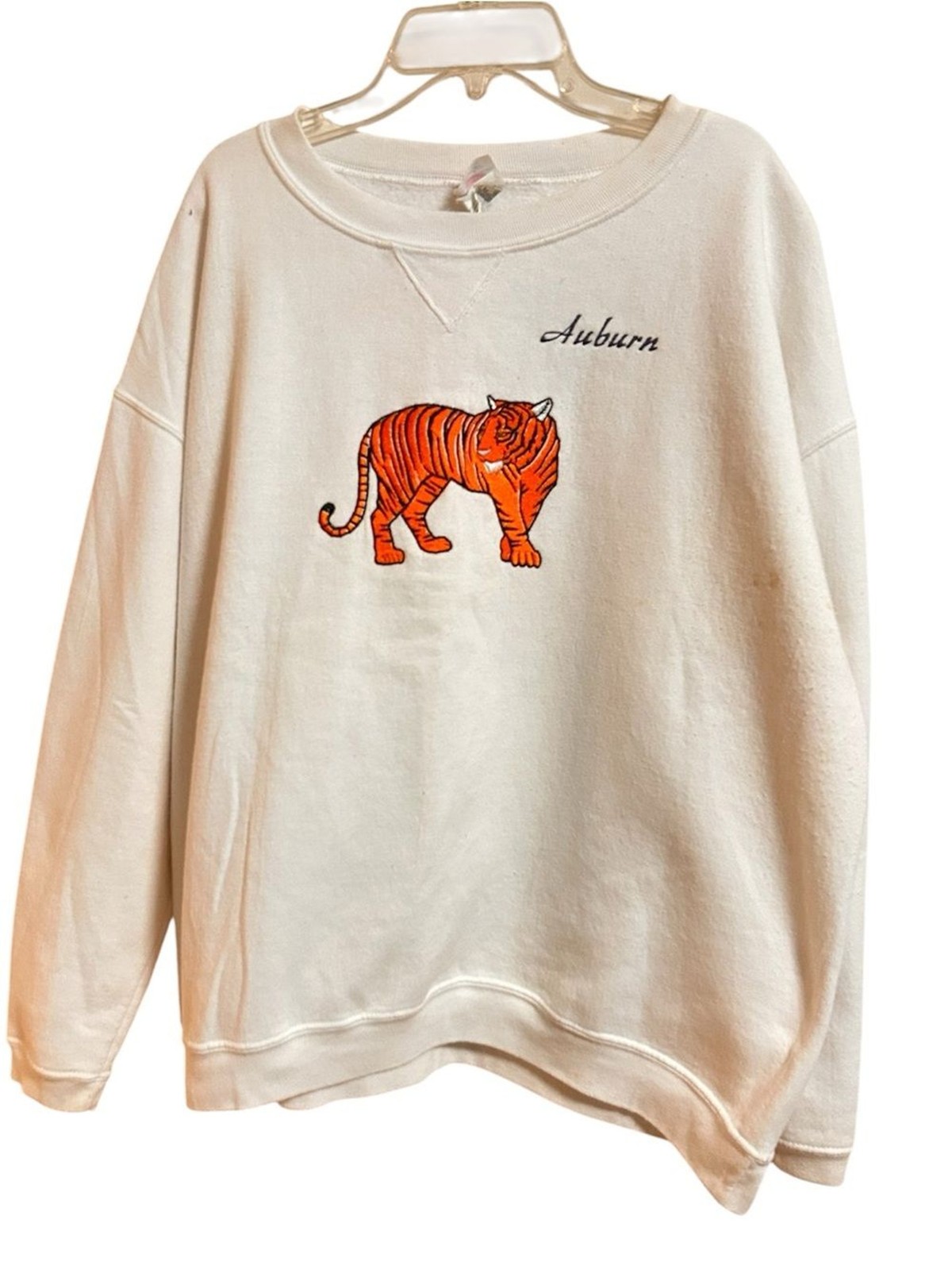 Vtg Auburn University Tiger Embroidered Crewneck Sweater Football NCAA Large
