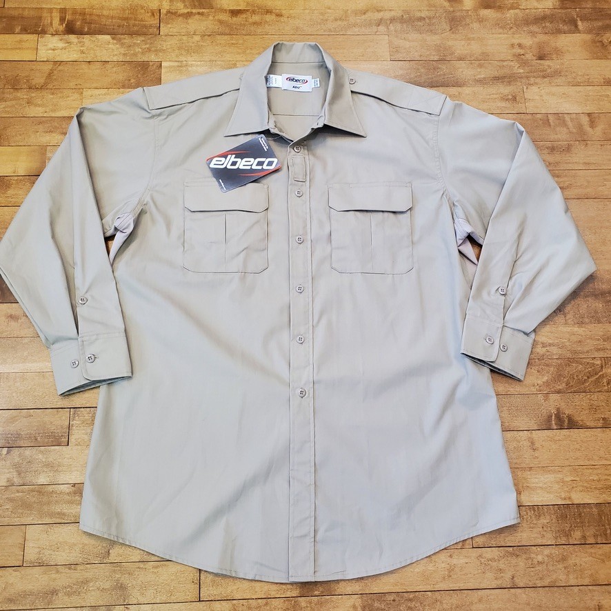 Elbeco ADU Poly/Cotton RipStop Mens Tan LongSleeve Uniform Shirt 17-17 1/2 34/35