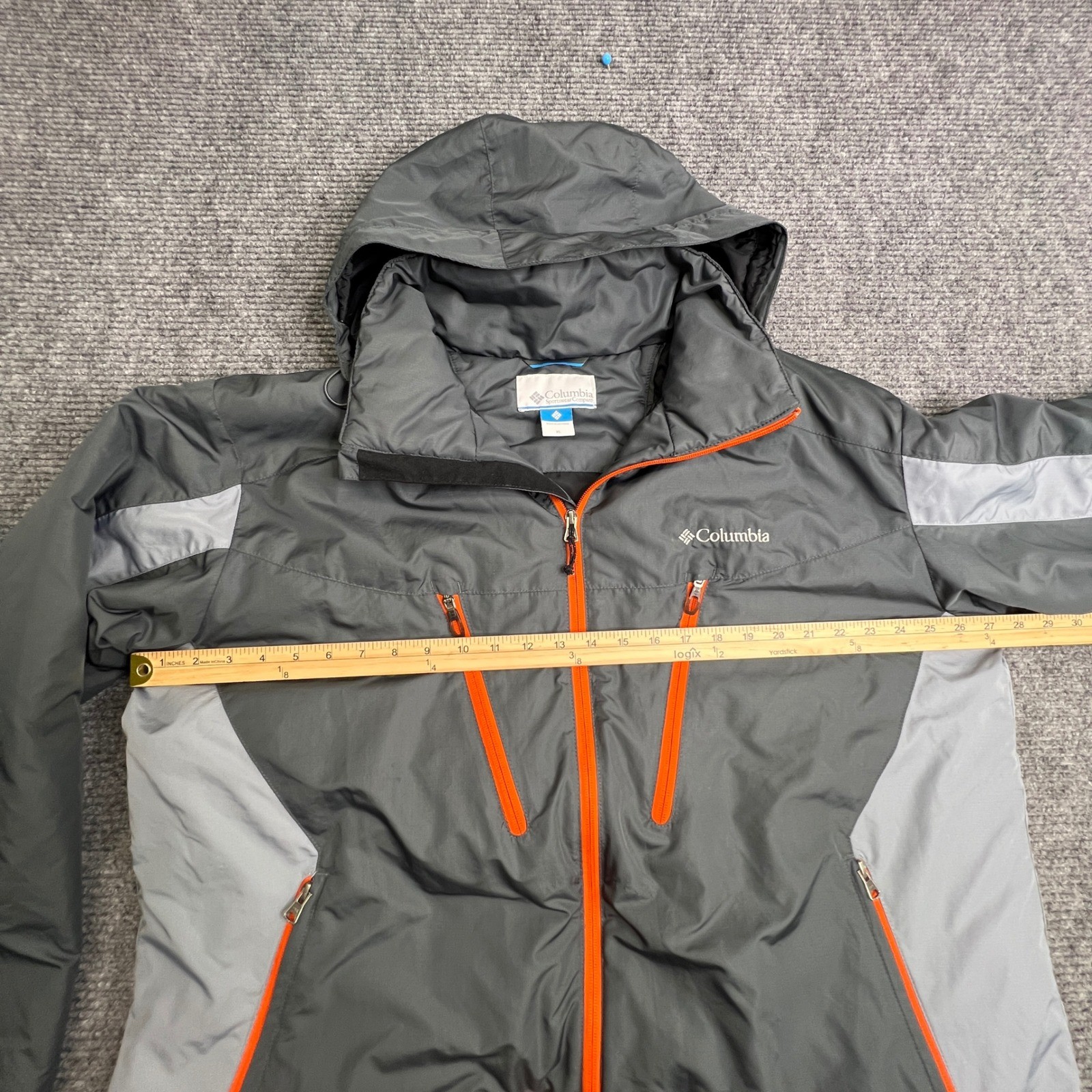 Columbia Mens Grey Orange Insulated Hooded Jacket Coat XL