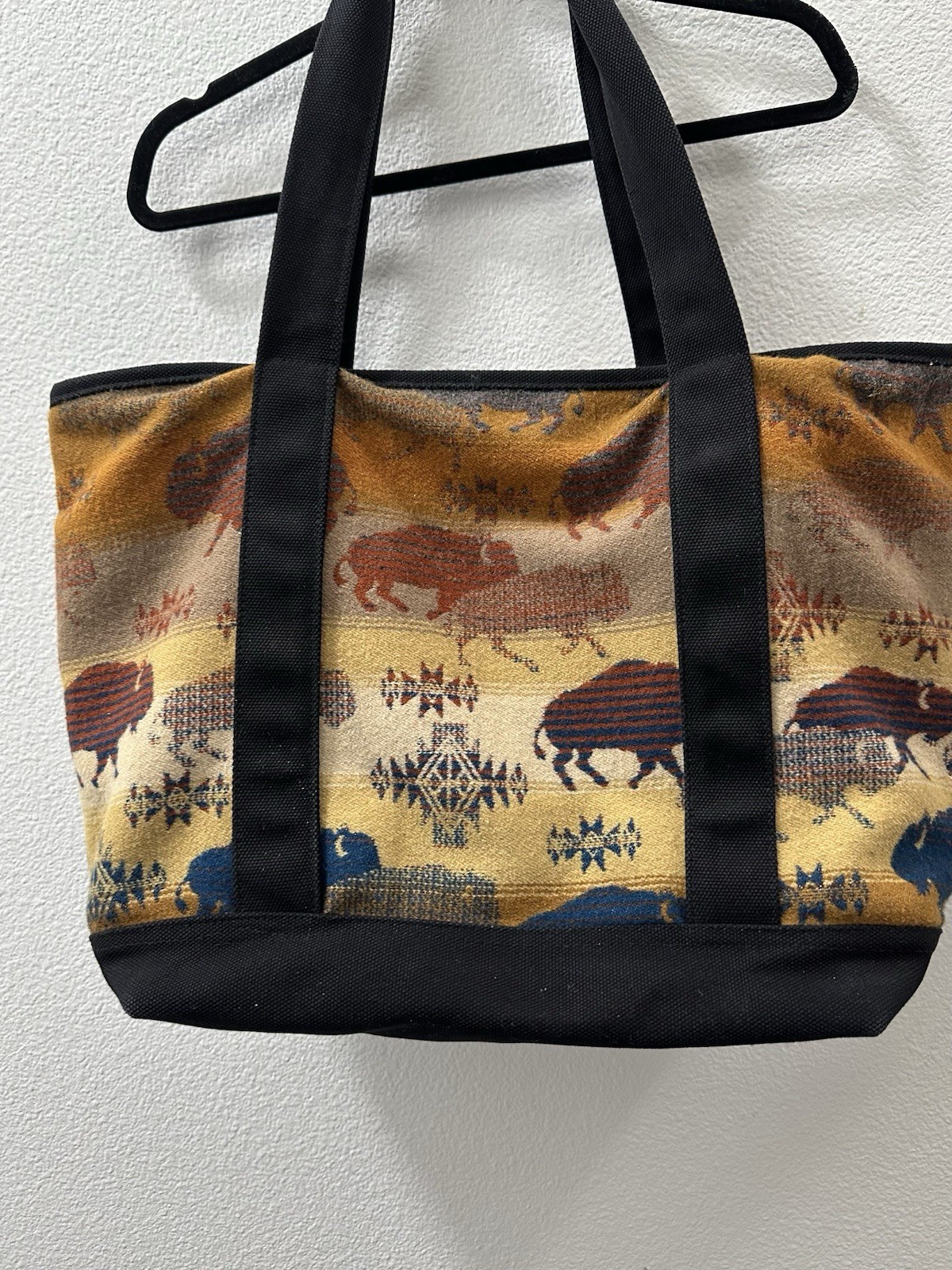 Pendleton PRAIRIE RUSH HOUR Large Tote Shopper Wool Brown Buffalo Made in USA