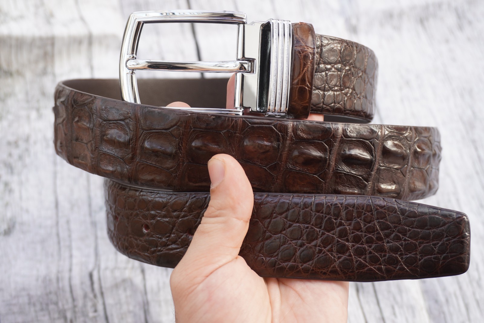 Brown Genuine Crocodile Hornback Leather Skin Men’s Belt W 1.3 inch #T34