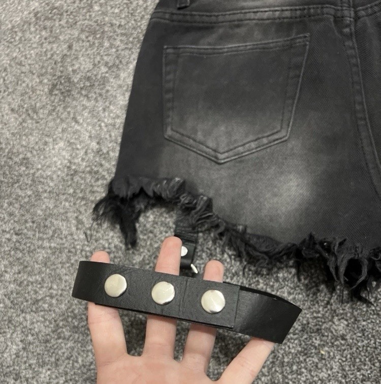 UNIF Harness Black Denim Jean Shorts Women’s 24 XS Garter Straps **Rare Find