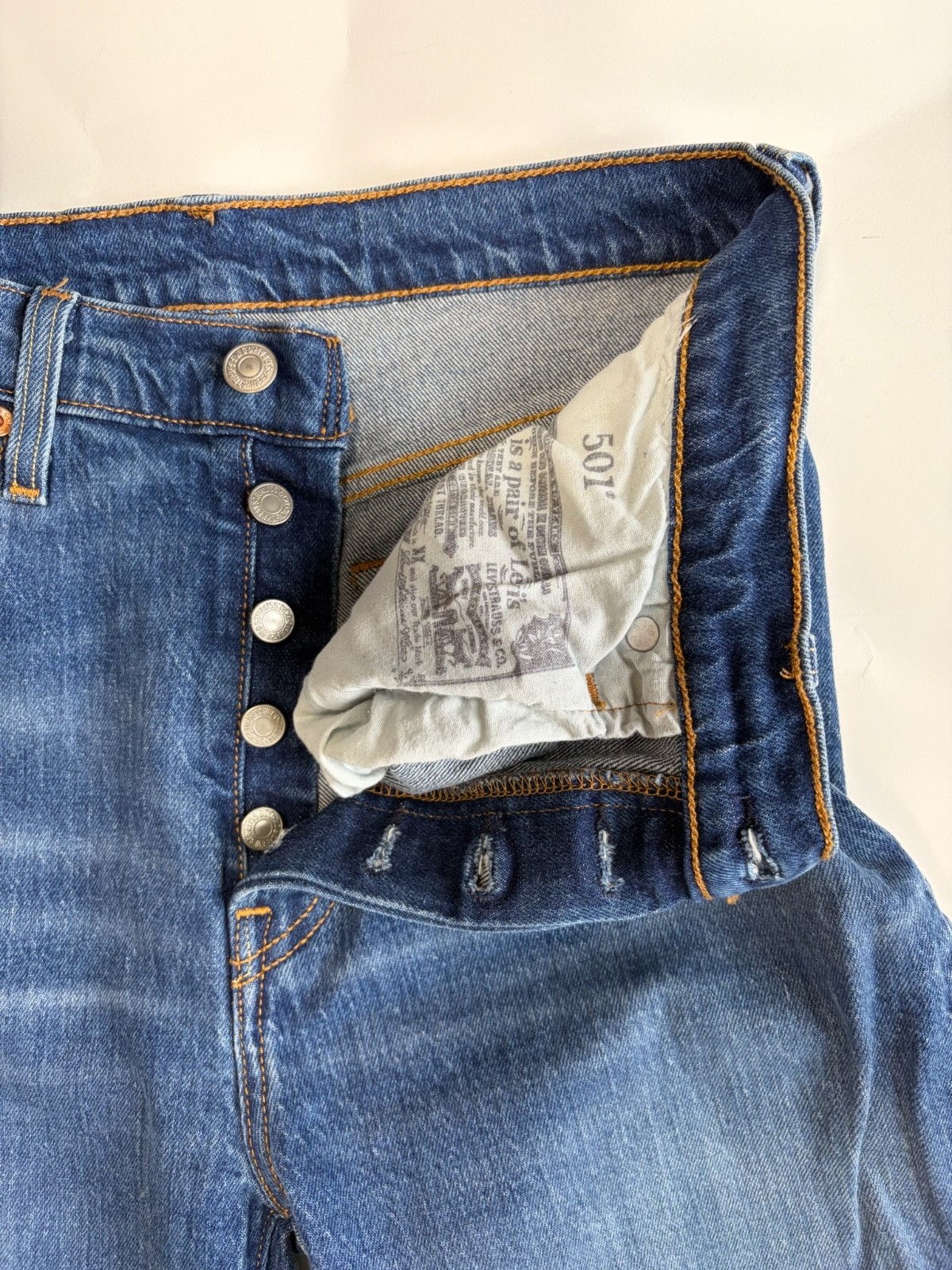 Levi’s Premium 501 High Rise Button Fly Straight Leg Jeans Sz 28×32 Dark Wash