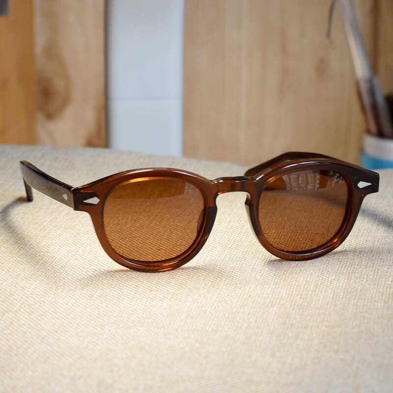 Johnny Depp Brown polarized sunglasses women mens brown acetate glasses UV400