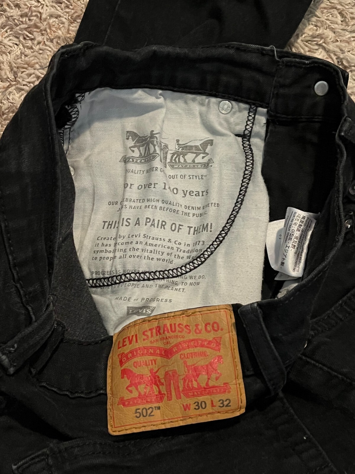 EUC Levi’s 502 Jeans BLACK Regular Tapered Men tag=30×32 (MEASURED 28×29) (9257)