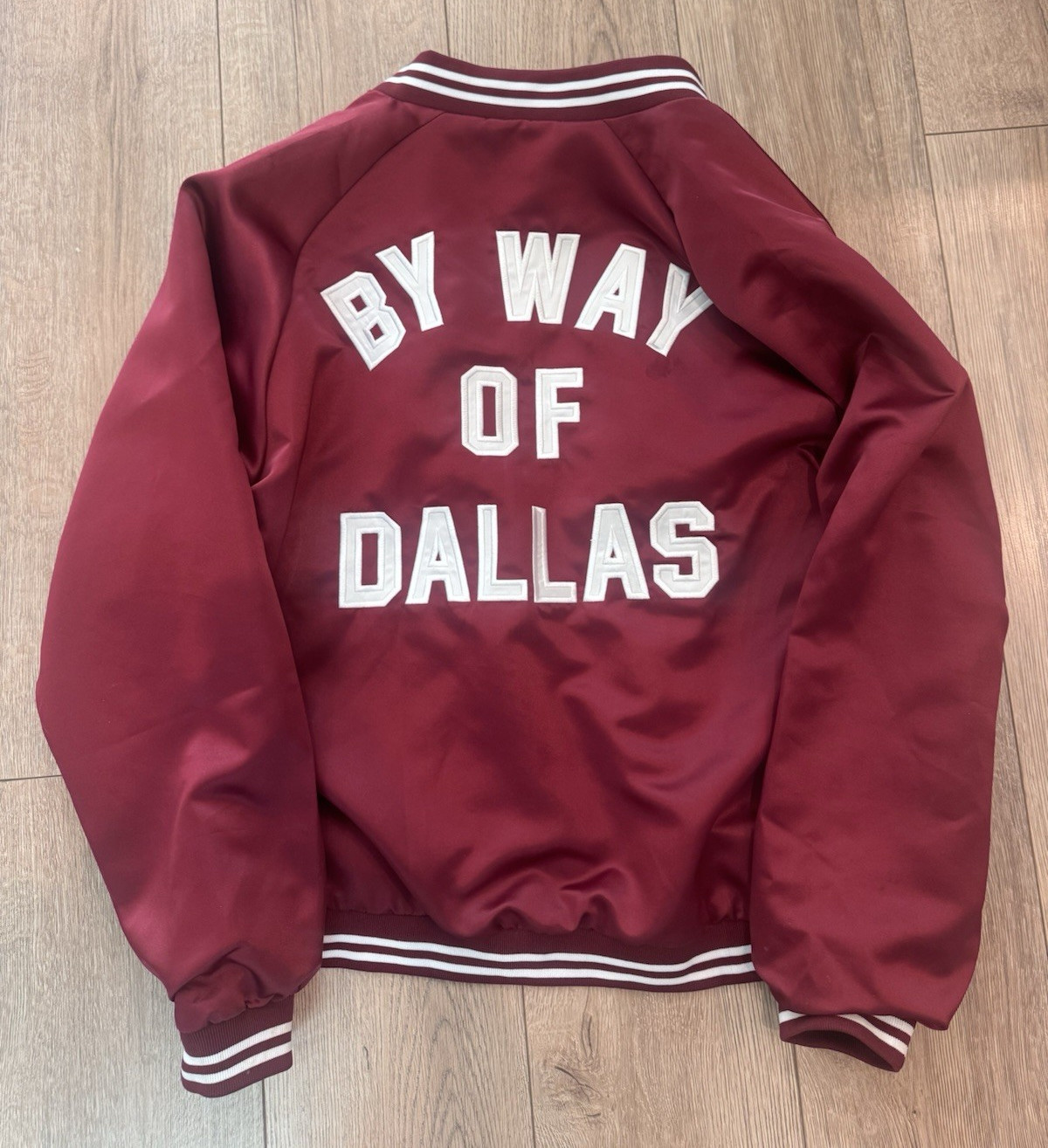 Vintage Dallas Men’s Burgundy Bomber Jacket XL Zip Embroidered Logo Lined