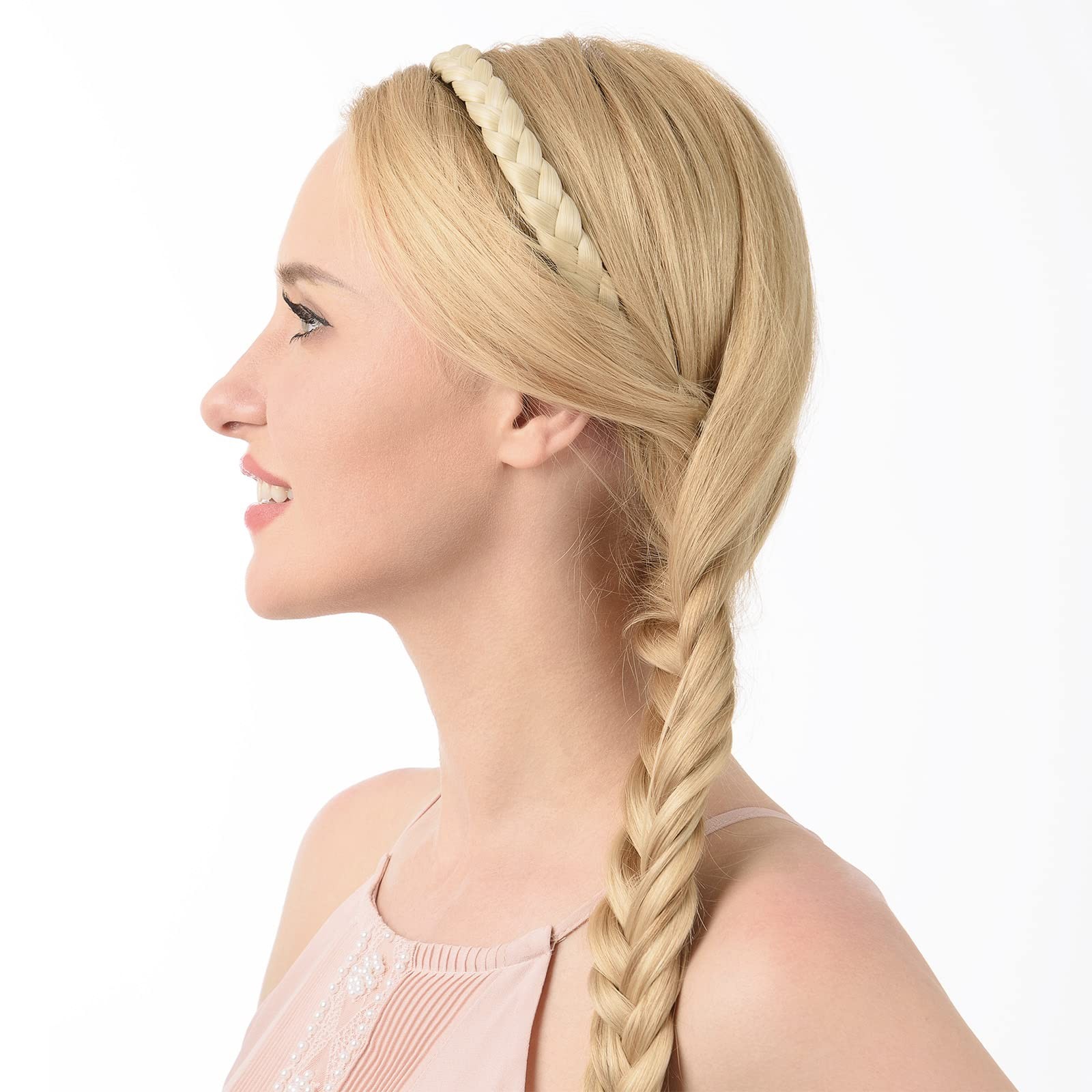 DIGUAN Width 0.6 inches Narrow Synthetic Hair Plaited Headband Braid With Tee…