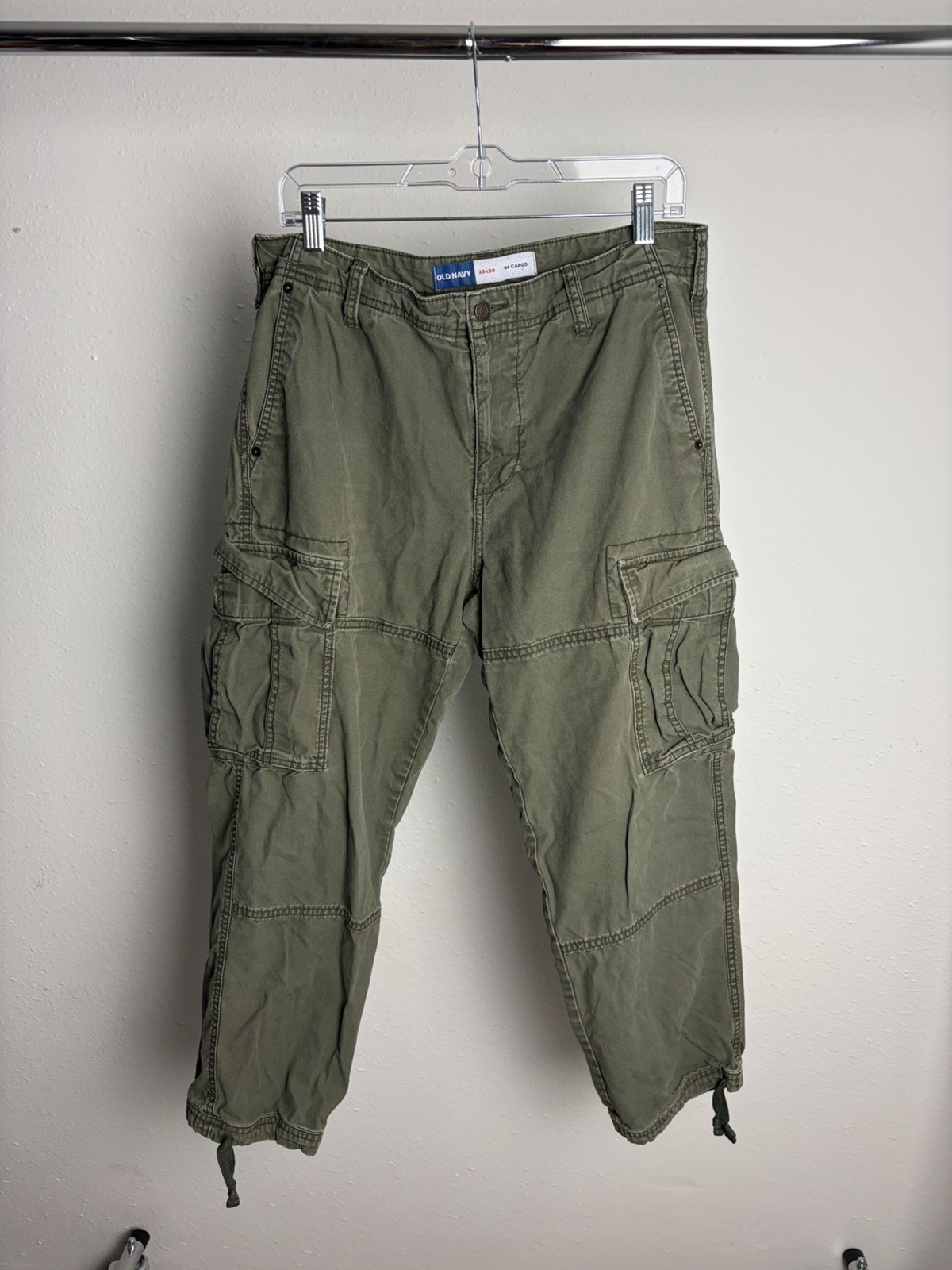 Old Navy Pant Mens 33×30 Green Cotton 94 Cargo Tapered Baggy Workwear #79