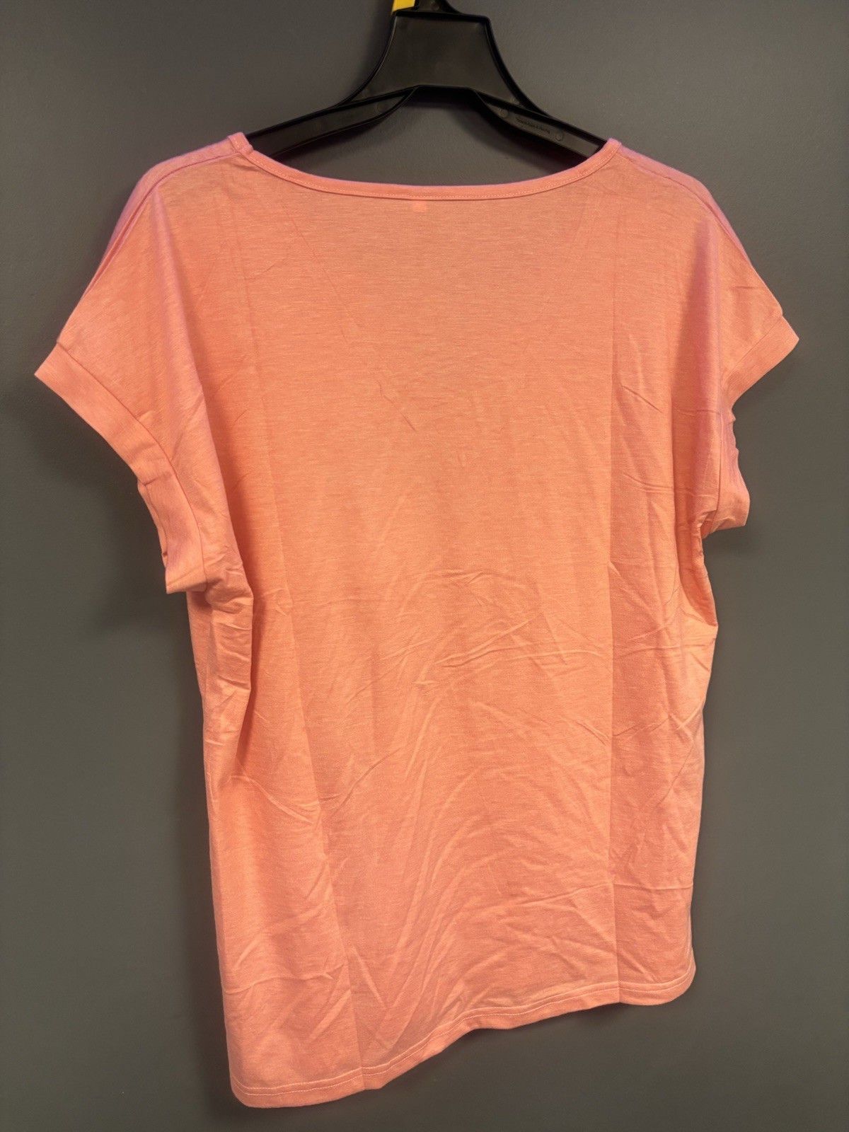 Women’s L Pink V-Neck Crisscross Strap Knit T-Shirt Top Pullover