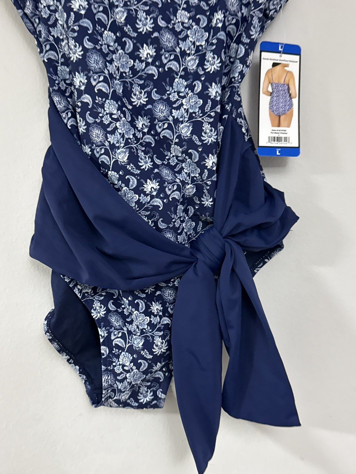 Carole Hochman Women’s Tie Waist One-Piece Swimsuit, Blue, Size S Small