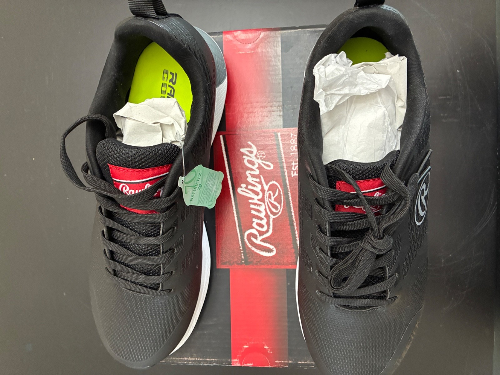 Brand New! Rawlings Men’s League Softball/Baseball Turf Shoes Black Size 9 D