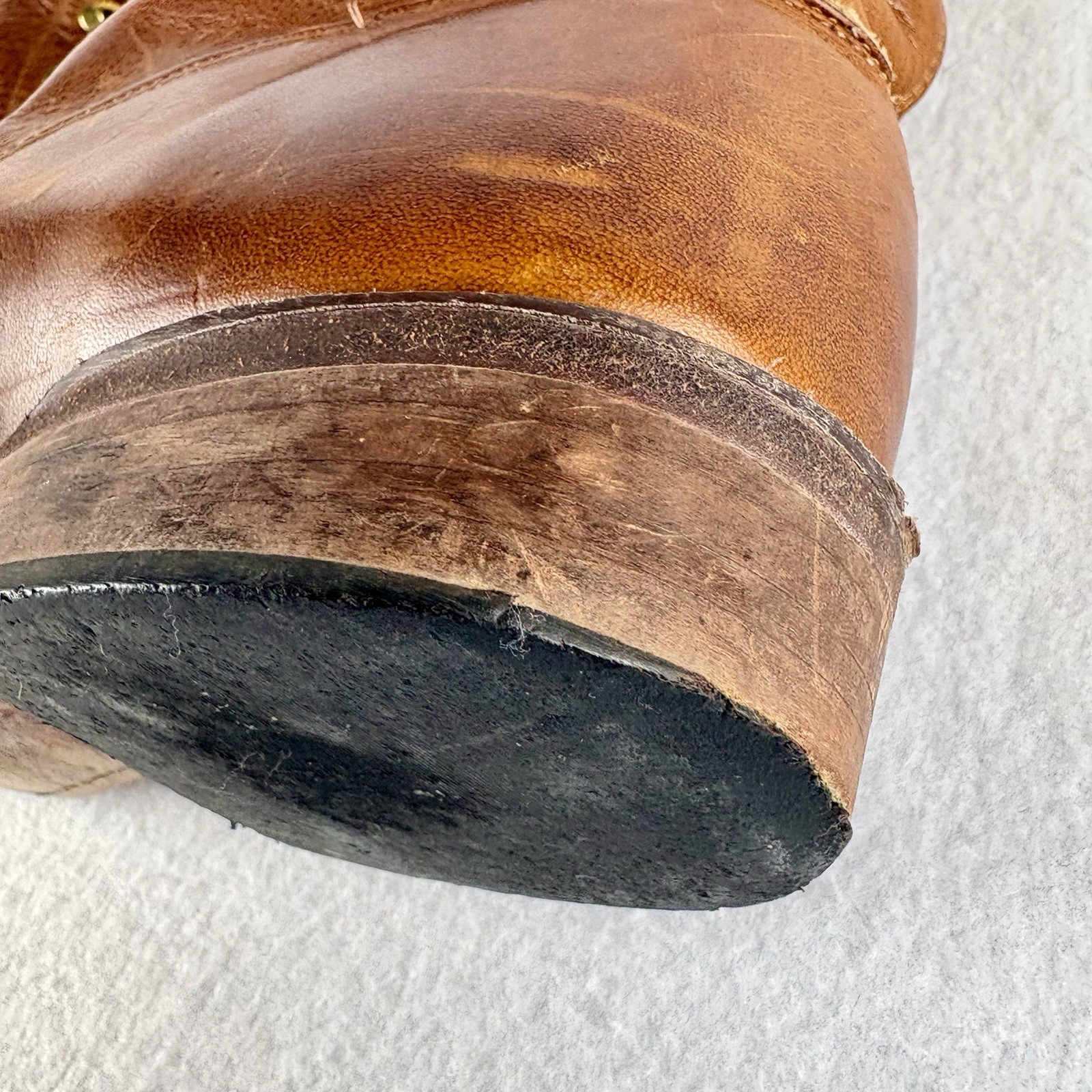 VTG J. Chisholm 9.5D brown leather packer / work boots USA Made