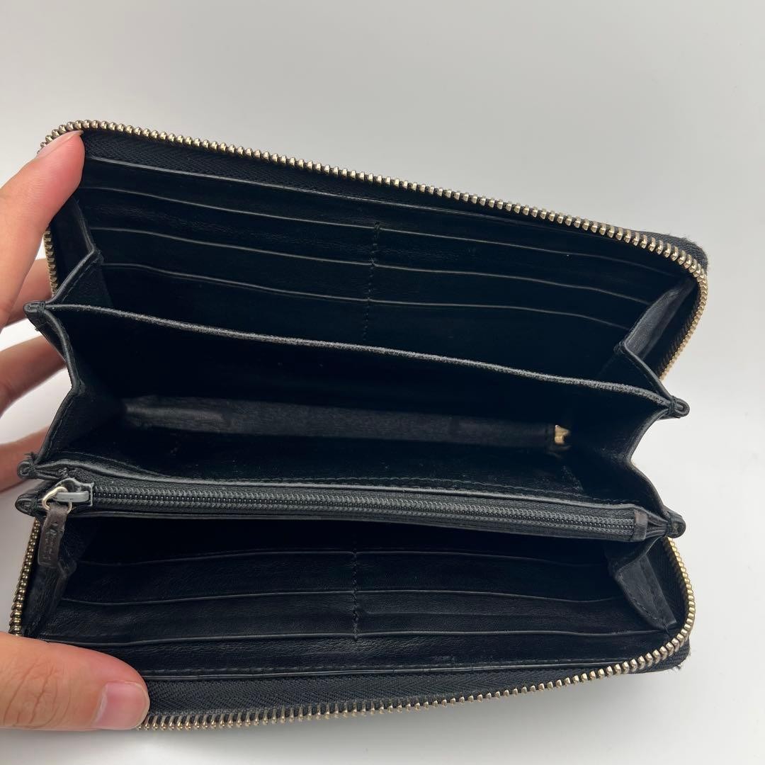 Gucci GUCCI Long Wallet Round Zipper GG Embossed Plate Logo