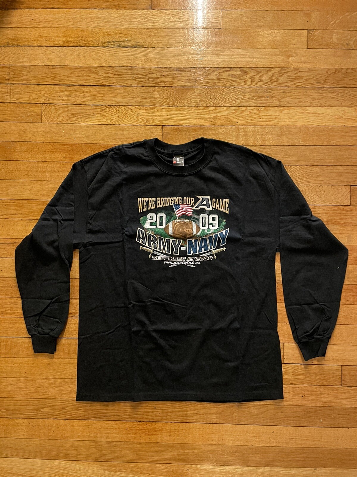 Vintage Army Vs Navy Football 2009 Long Sleeve Shirt Military – Hanes Beefy XL