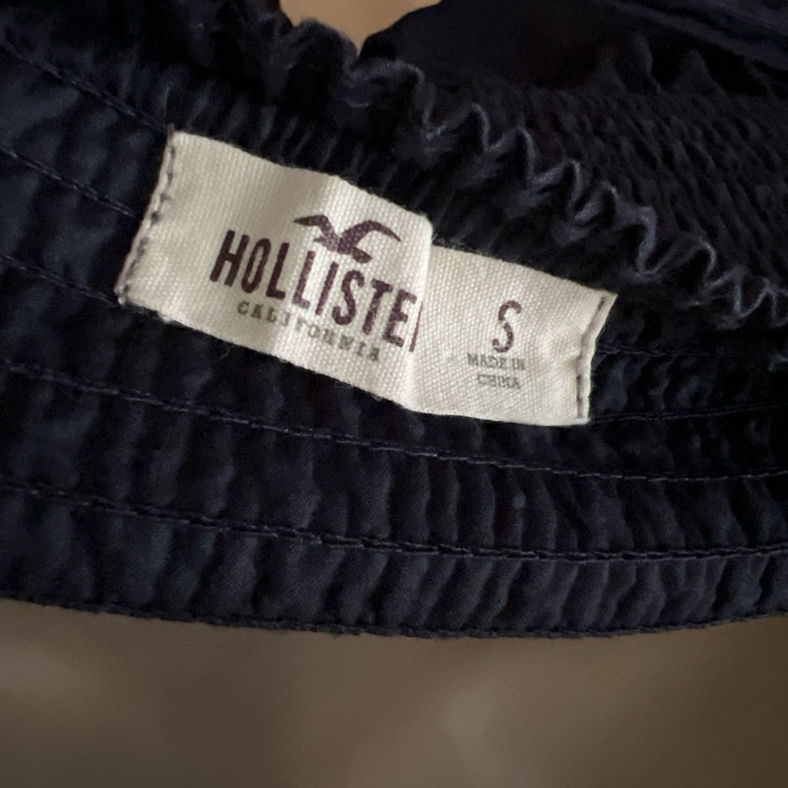 Hollister VTG Y2K 100% Cotton Navy Stretch Crochet Front Tube Top Sz S Vintage
