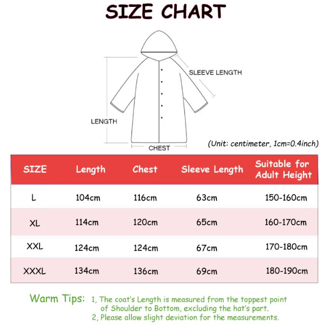 Men/Women Black Waterproof Raincoat Rain Coat Trench Poncho Rainwear Jacket