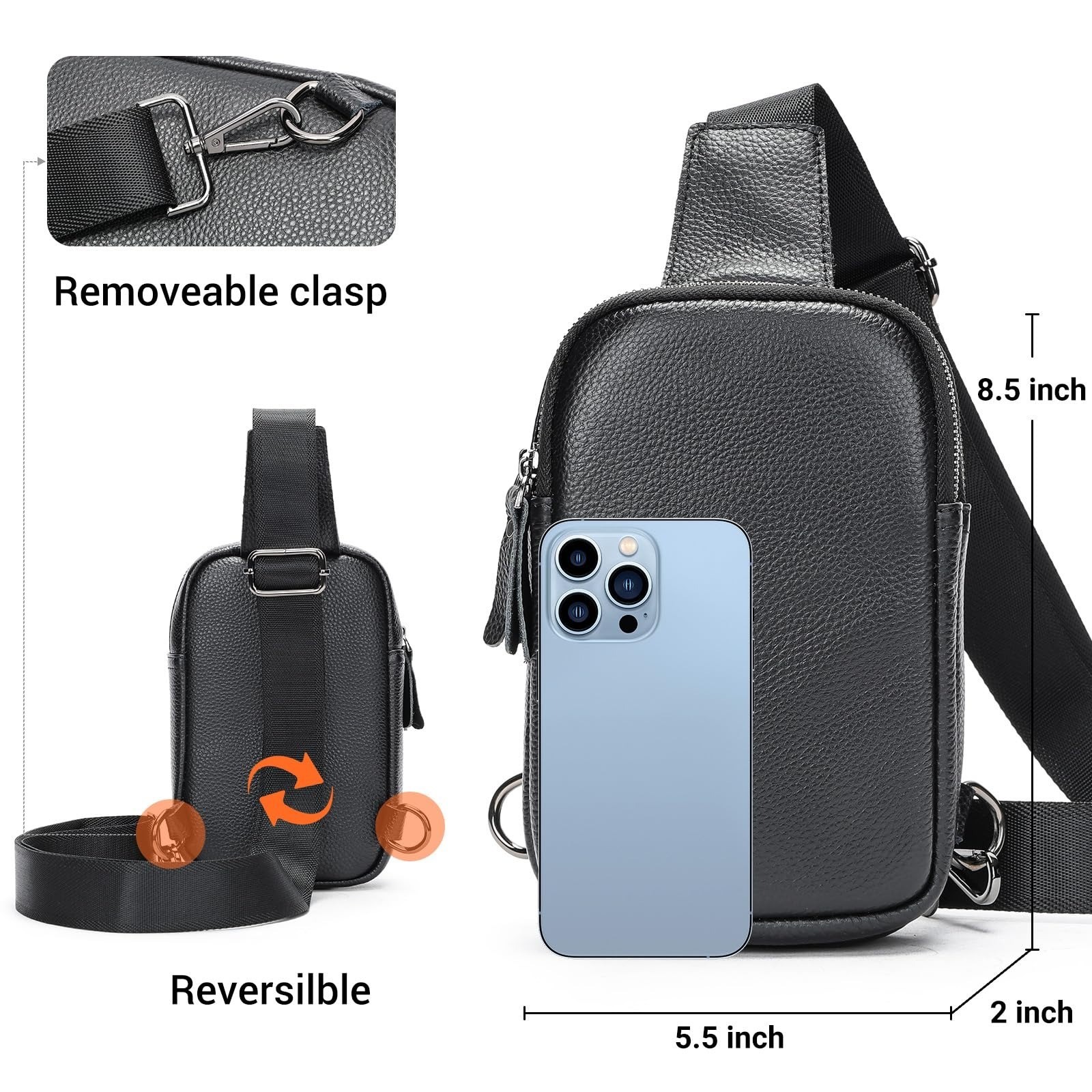 MASIWEI Genuine Leather Sling Bag for Men Crossbody Purse