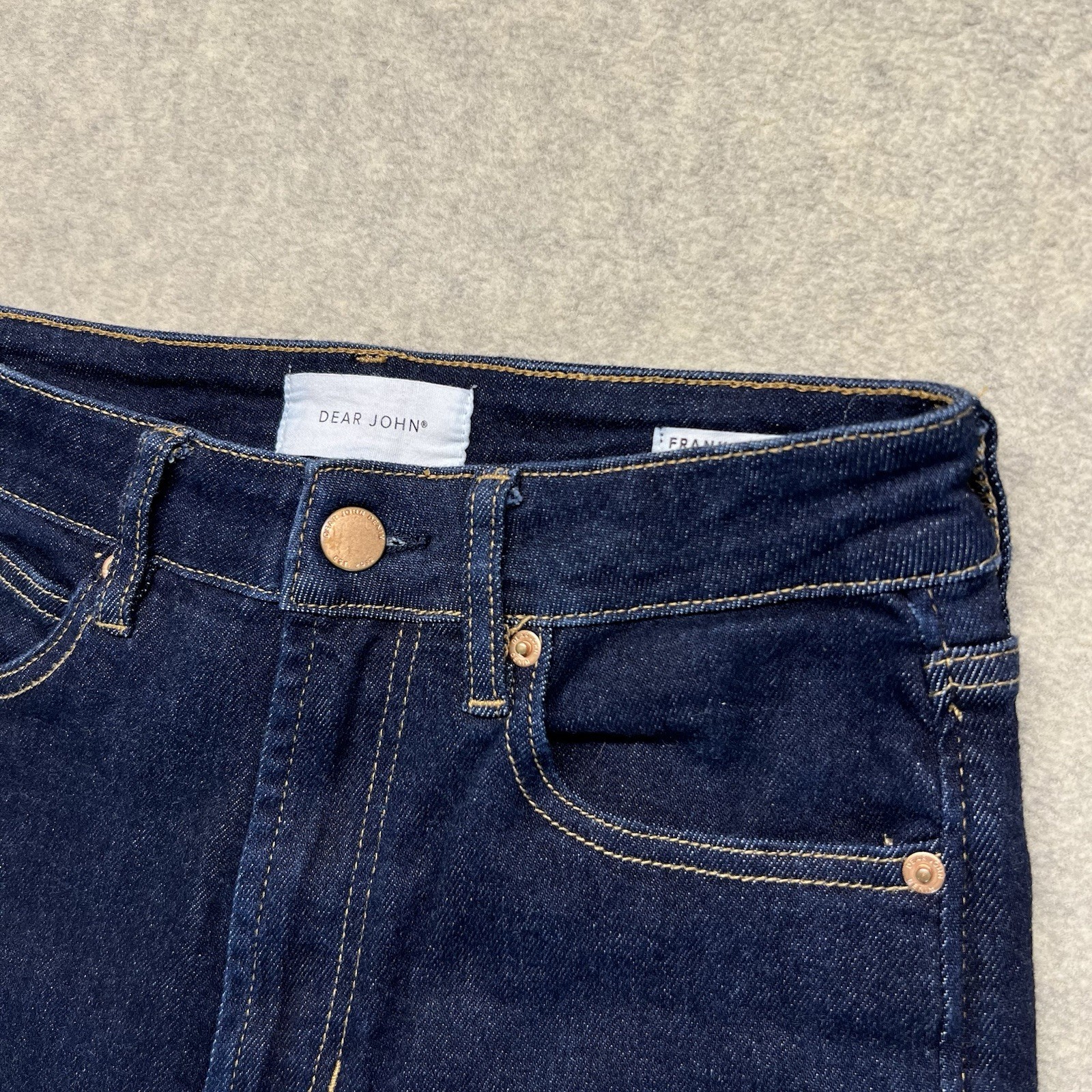 Dear John Frankie Straight Womens 26 Dark Wash Stretch Jeans Mid Rise Denim