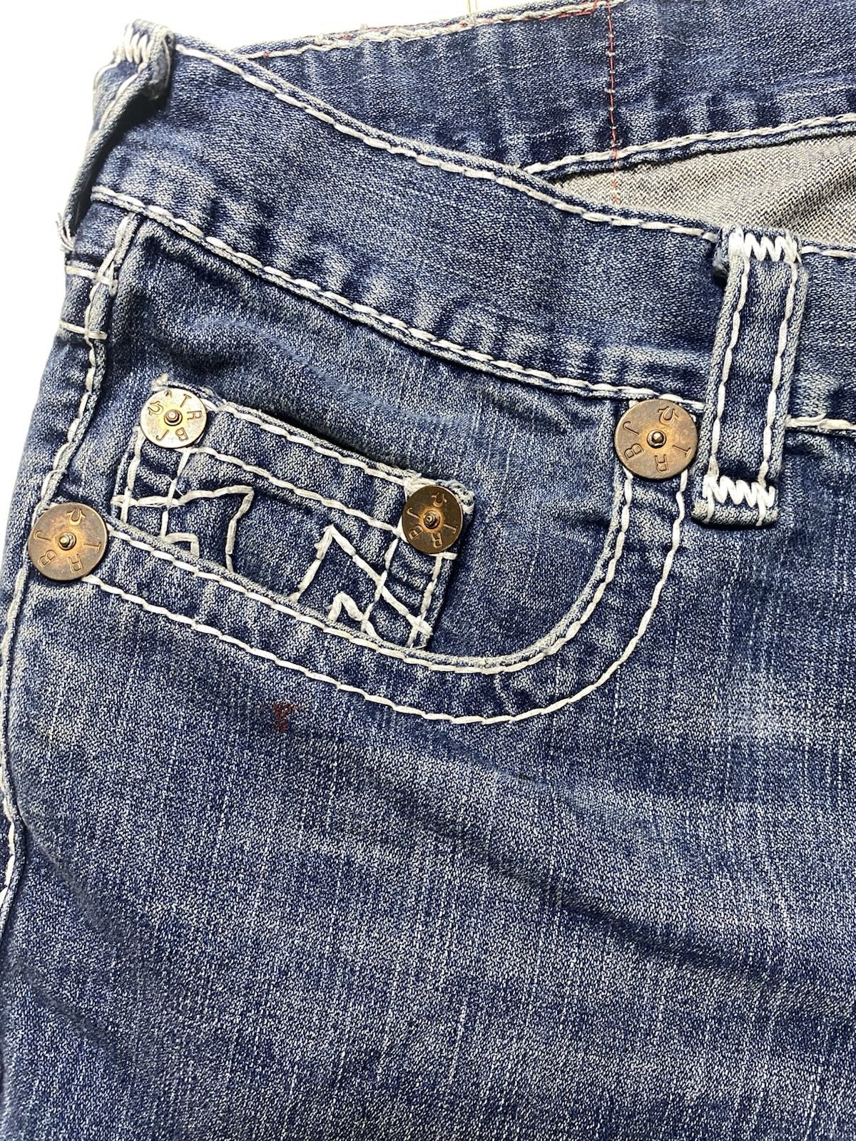VTG True Religion Bobby Super T Jeans 38×26.5 Made in USA Thick White Stitch Y2K